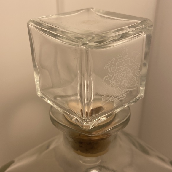 Vintage MCM Seagram clear Glass Square Liquor Decanter Etched logo cube Stopperq - Picture 3 of 16